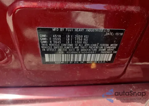 2017 Subaru Legacy 2.5I Premium z USA, uszkodzony, nr VIN 4S3BNAC67H3045091